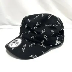 NEW ERA ニューエラ ロゴ 総柄 ワーク キャップ ブラック 58.7cm