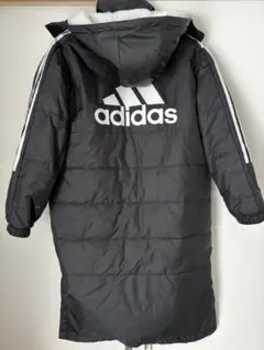 美品　adidas ベンチコート 黒 内側ボア　中綿入り　150サイズ