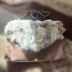 リアル　ラヴィットファー　ショルダーバッグ　アッシュピンク　未使用　タグ付き