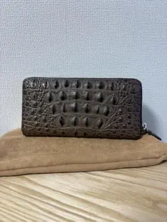 【未使用】クロコダイル調 長財布 ブラウン ノーブランド