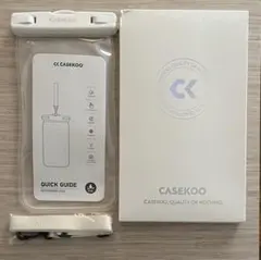 防水スマホケース IPX8 最大6.7インチ対応 ホワイト ストラップ付き