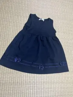 ムーノンノン　ワンピース　ネイビー リボン付き ジャンバースカート 110cm