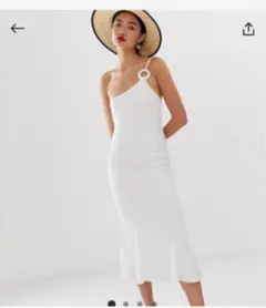 ASOS ワンピース　ワンショルダー　ホワイト　タイト