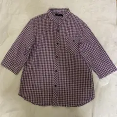 コムサイズム COMM CA IZM 七分袖シャツ Lサイズ チェックのサムネイル