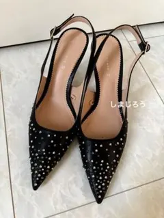 ZARA WOMAN スタッズ スリングバック パンプス ブラック 39のサムネイル