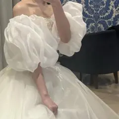 ウェディングドレス ホワイト ボリューム　つけ袖