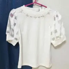 新品 CECIL Mc BEE チェックパフスリーブトップス