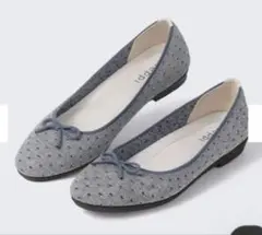 【今シーズン・ほぼ新品】steppi バレエパンプス、シルバードット、サイズ4H