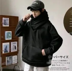 オーバーサイズ 黒 フリースパーカー