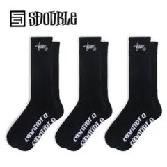 【3足セット】S/Double エスダブル メンズソックス 男性用靴下　黒