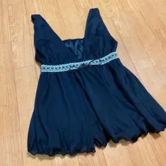 レディース Vネック ノースリーブ トップス 黒 M レース ランジェリー