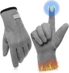 【手袋】男女兼用 防寒 スマホ対応 アルパカ裏起毛 ニット タッチパネル グレー