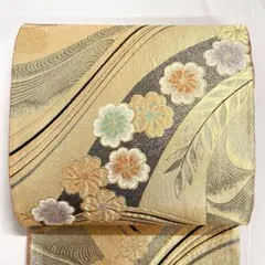 川島織物 袋帯 松皮菱 菊花 楓 黒地 金糸 着物 帯 027k - メルカリ