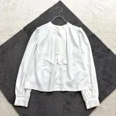 プロポーション【M】白 ブラウス ボウタイ 長袖 春秋 オフィス キレイ系