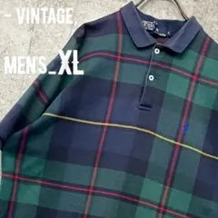 レアUSA製90s《ポロバイラルフローレン》チェックポロシャツ/メンズXL