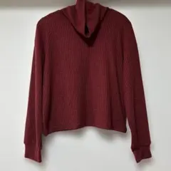 リブ編みオフタートルネック長袖カットソー　【Sサイズ】