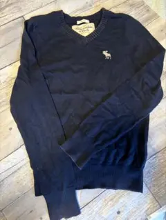 Abercrombie & Fitch カシミヤ混 Vネックセーター 濃紺のサムネイル