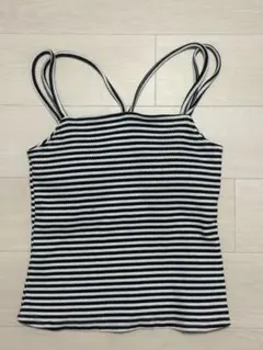 ストライプ リブ編み キャミソール 韓国 y2k