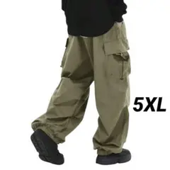 カーゴパンツ 　メンズ　ワーク 　韓国 　ワイド　 カーキ　5XL　ユニセックス