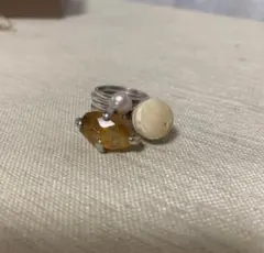 シルバー パール 重ね付けリング