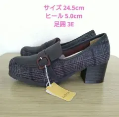 未使用■tehen(テーン)スクエアローファー■ヒール5.0cm■足囲3E