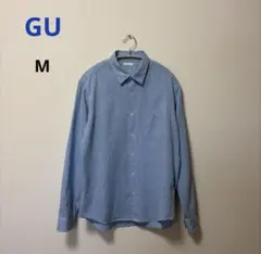 GU コットンリネンシャツMライトブルー