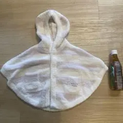 【ジェラートピケ】フード付きポンチョ ホワイトとピンク