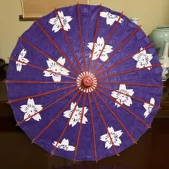 紫 花柄 和傘　和紙　小さい　舞踊　七五三