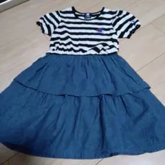 512）Champion ストライプ 半袖ワンピース 130