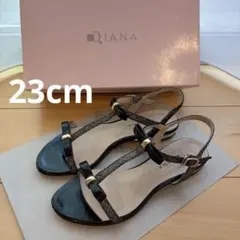 DIANA リボンサンダル フラットサンダル　ブラック　23cm