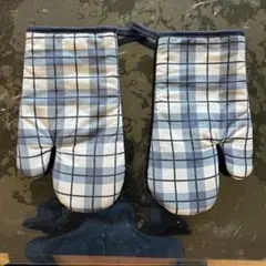 鍋つかみ ブラック おしゃれ ミトン 両手 2枚 キッチン シンプル 左右セット