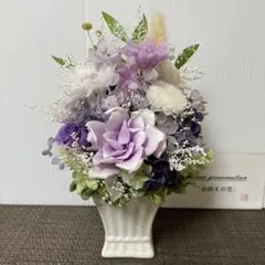プリザーブドフラワー仏花　お供えの花　花器付一基　クチナシ　お盆　法要のサムネイル