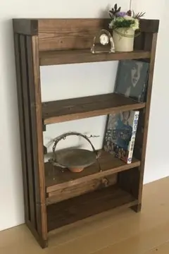 ウォルナット 4かご ワイヤーバスケット シェルフ ハンドメイド 家具