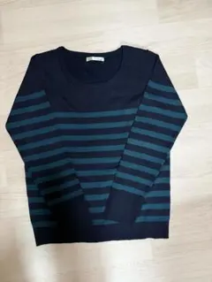 パネルボーダー　薄手ニット長袖Mサイズ