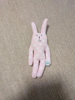 作家様　ウサギ　ぬいぐるみ　水玉模様ドレス PEACHSALON ウサギ型ぬいぐるみ ピンク 水玉模様 - メルカリ