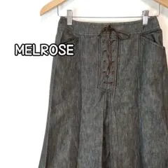 MELROSE メルローズ デニム地 タイトスカート 編み上げ グレー サイズ2のサムネイル