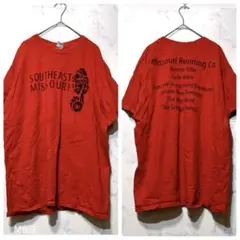 RUNNING Tシャツ XL GILDAN プリント 半袖 ランニング レッド