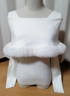 GRL オフショルダー リブ ニット ホワイト Mサイズ ファー付き