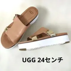 UGG　アグEMILY（エミリー）厚底レザースライドサンダル24センチ【美品】