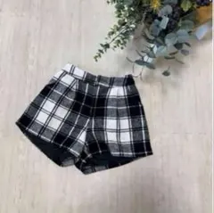 ショートパンツ　M 秋冬　白黒チェック　半ズボン チェック柄 ボトムス パンツ