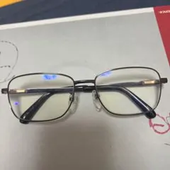 メタルフレーム 四角形メガネ クリアレンズ　度入り
