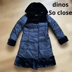 dinos So close フェイクファー2wayダウンコート黒