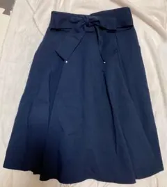 MISCH MASCH ネイビー リボン付きフレアスカート