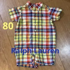 Ralph Lauren 半袖ロンパース 80 マドラスチェック カラフルのサムネイル