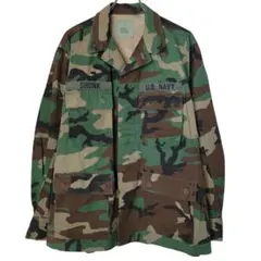 US NAVY 実物 BDUジャケット ウッドランドカモ M