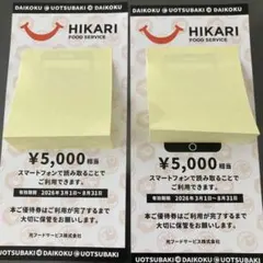 光フードサービス 株主優待券 10,000円分 立呑み 焼きとん大黒 立呑み魚椿のサムネイル