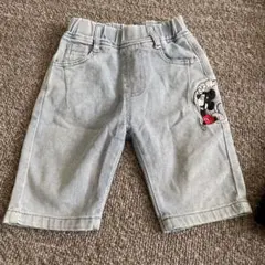 ミッキーマウス刺繍ハーフパンツライトブルー