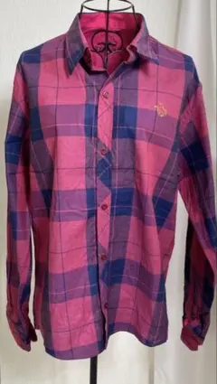 チェック柄長袖シャツ ピンク・ネイビーカウボーイスタイル