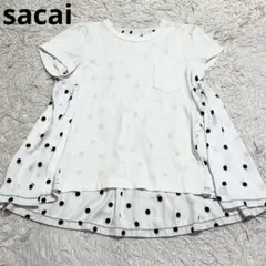 sacai サカイ ポルカドット ドッキングブラウス ホワイト 20SS 2のサムネイル