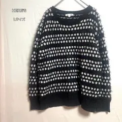 HERE'S ヒアーズ ジャガード編み ボーダー ニット セーター モノトーンLのサムネイル